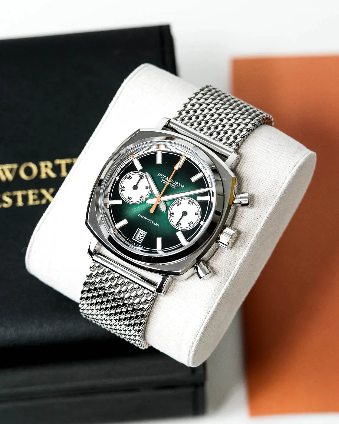 Duckworth Prestex Uhren Duckworth Prestex 42 Grünes Sonnenstrahl-Mesh-Armband