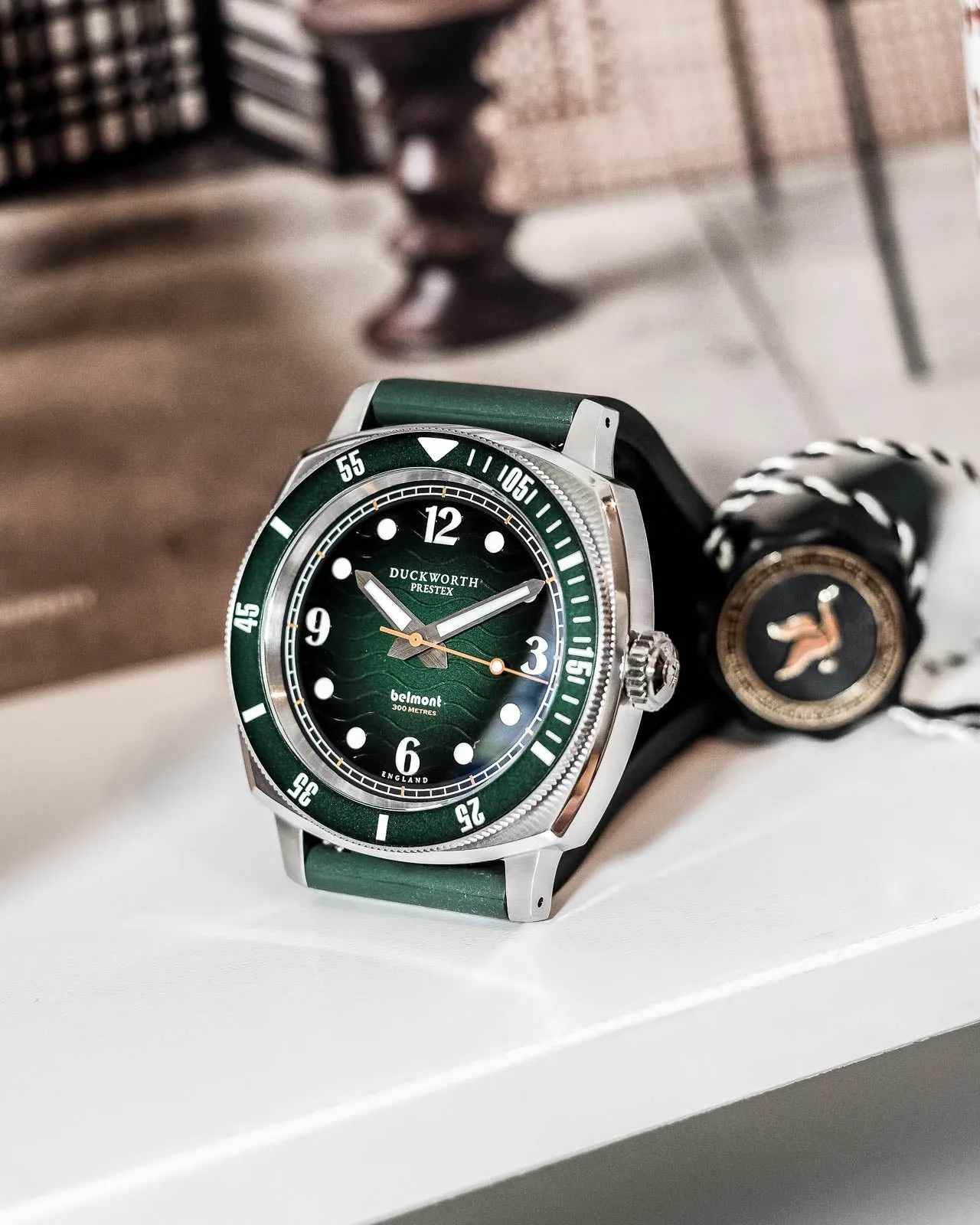 Duckworth Prestex Uhren Duckworth Prestex Belmont Taucheruhr Grün Grünes Gummiarmband