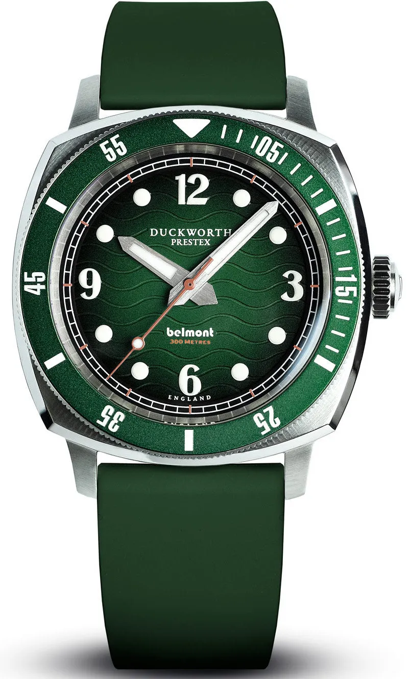 Duckworth Prestex Uhren Duckworth Prestex Belmont Taucheruhr Grün Grünes Gummiarmband