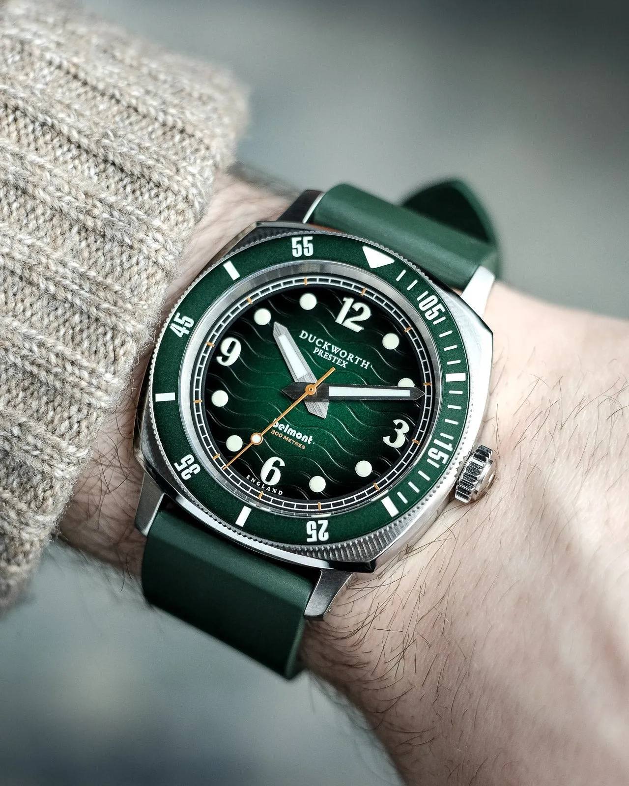 Duckworth Prestex Uhren Duckworth Prestex Belmont Taucheruhr Grün Grünes Gummiarmband