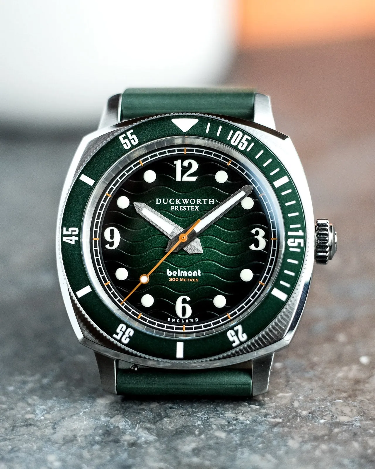 Duckworth Prestex Uhren Duckworth Prestex Belmont Taucheruhr Grün Grünes Gummiarmband