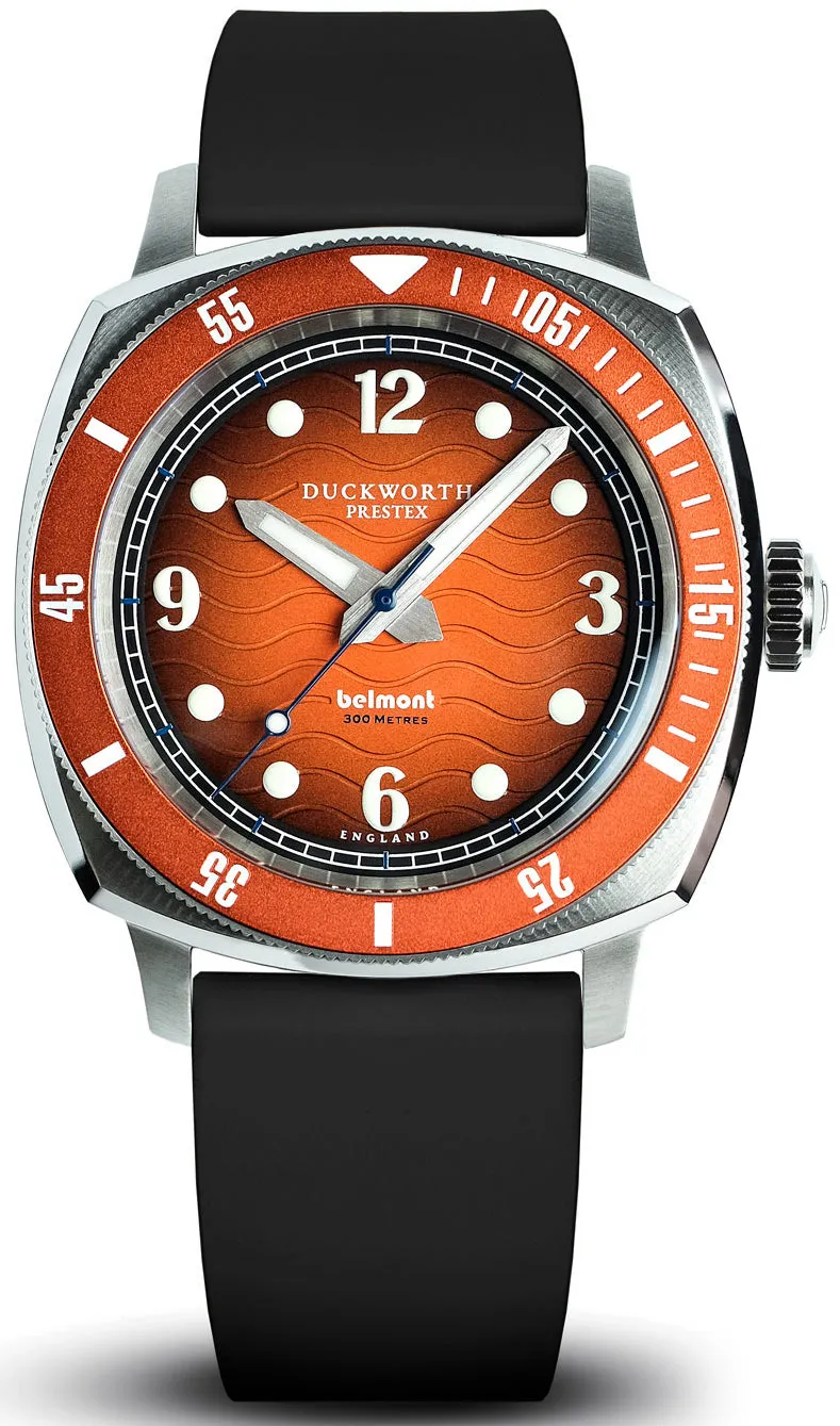 Duckworth Prestex Uhren Duckworth Prestex Belmont Taucheruhr Orange Schwarz Gummiband