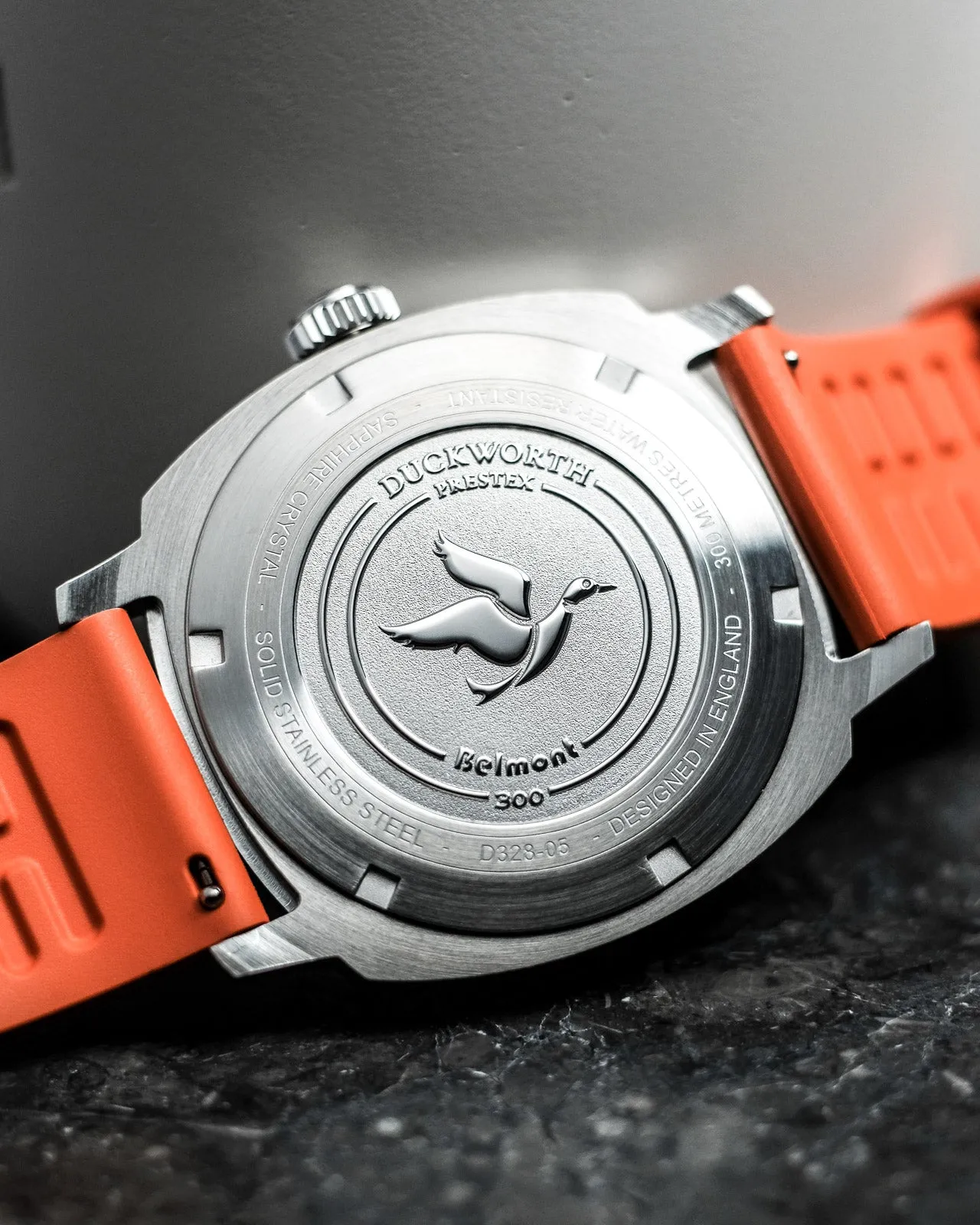 Duckworth Prestex Uhren Duckworth Prestex Belmont Taucheruhr mit orangefarbenem Armband