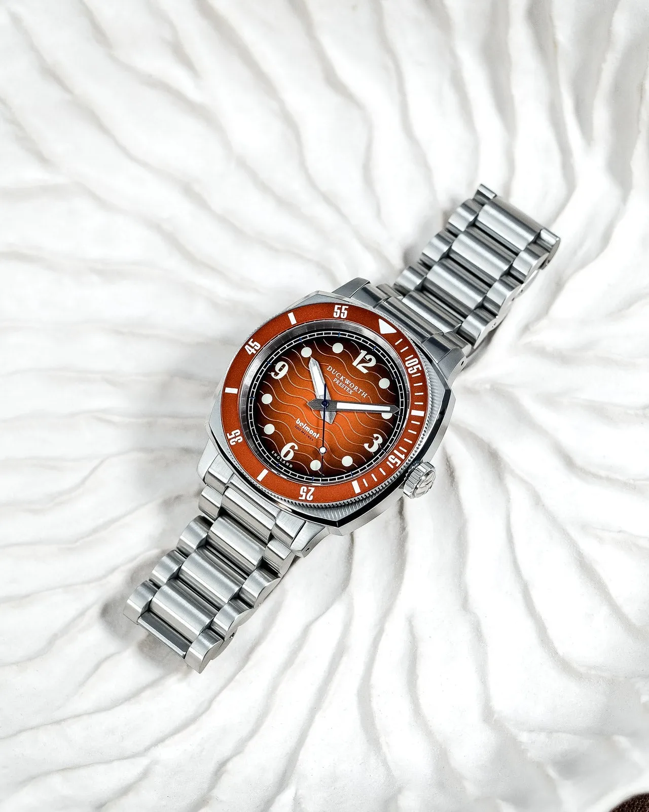 Duckworth Prestex Uhren Duckworth Prestex Belmont Taucheruhr mit orangefarbenem Armband