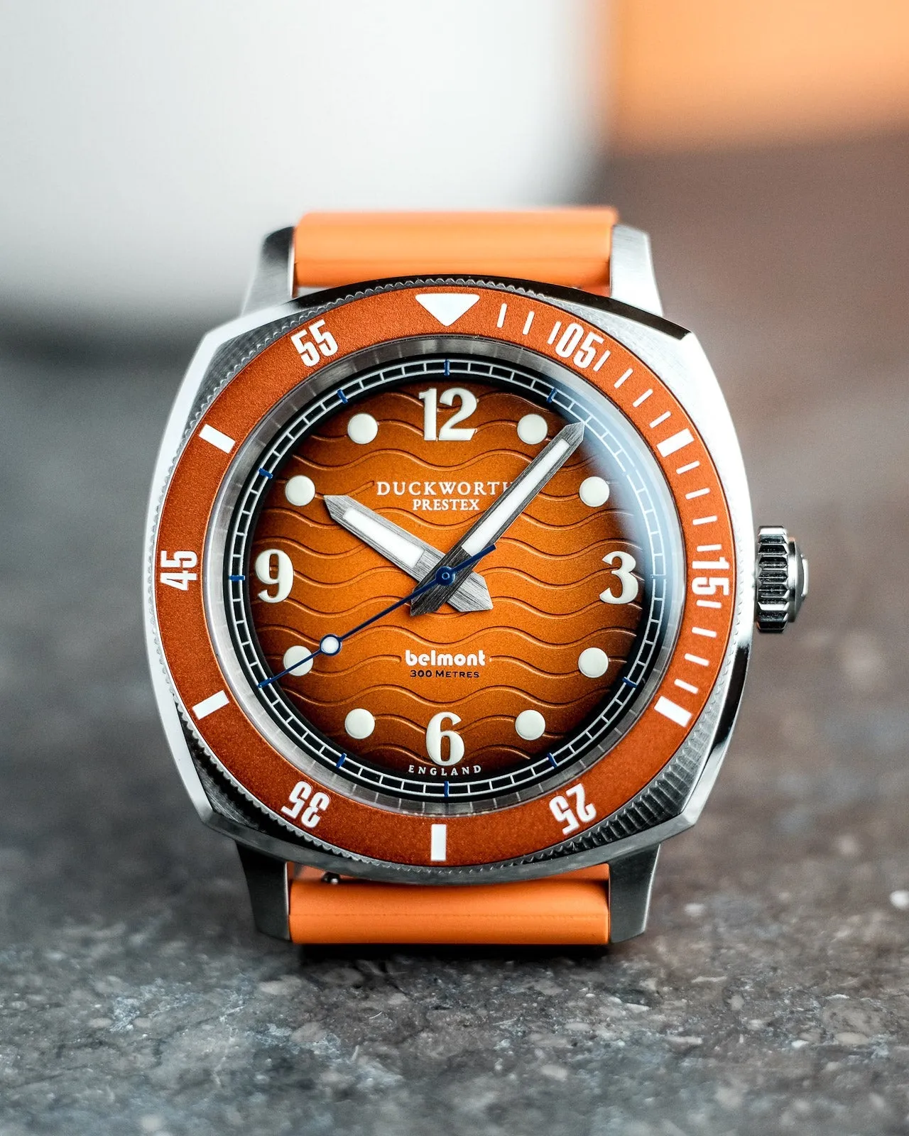 Duckworth Prestex Uhren Duckworth Prestex Belmont Taucheruhr Orange Orangefarbenes Gummiband