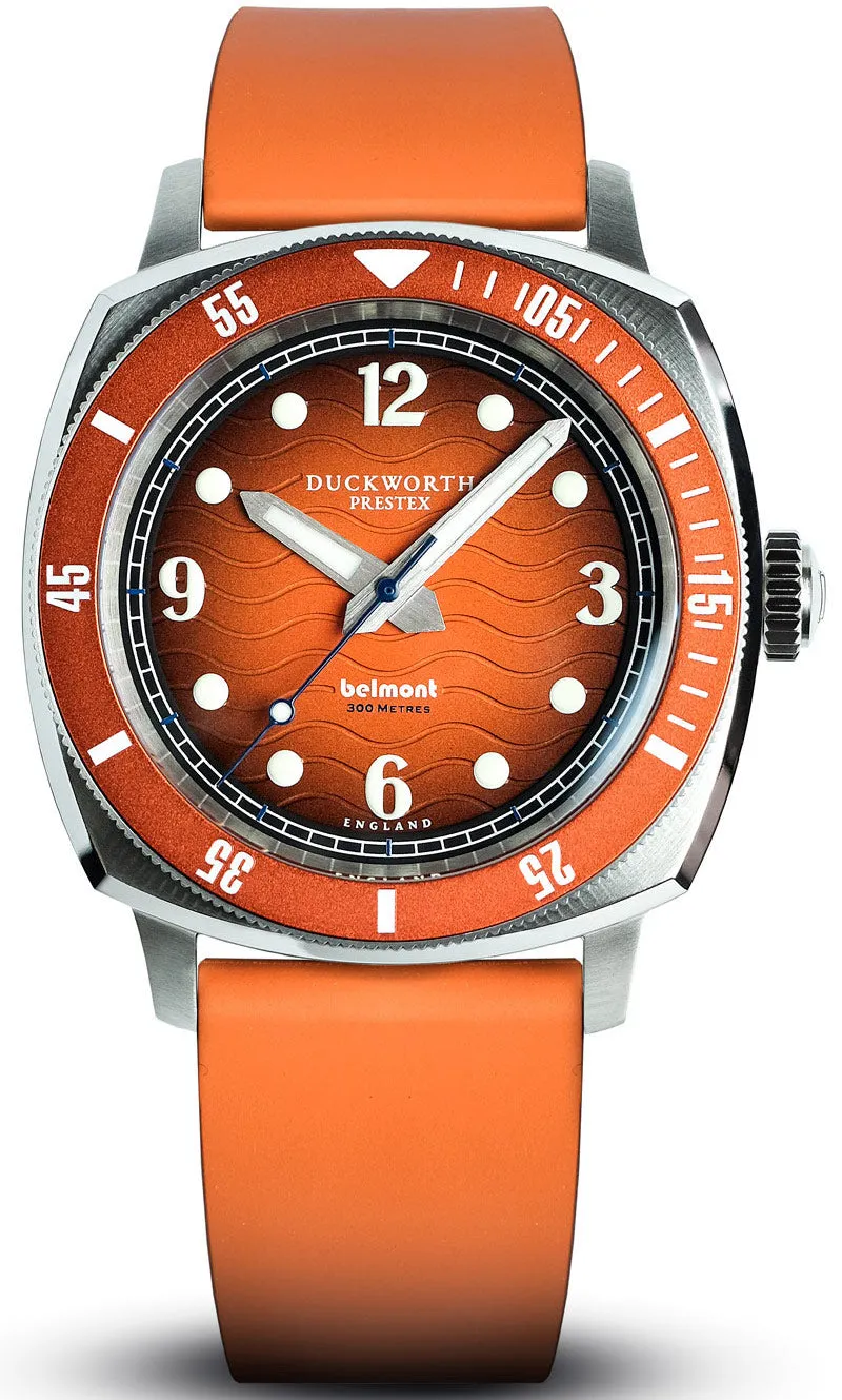 Duckworth Prestex Uhren Duckworth Prestex Belmont Taucheruhr Orange Orangefarbenes Gummiband