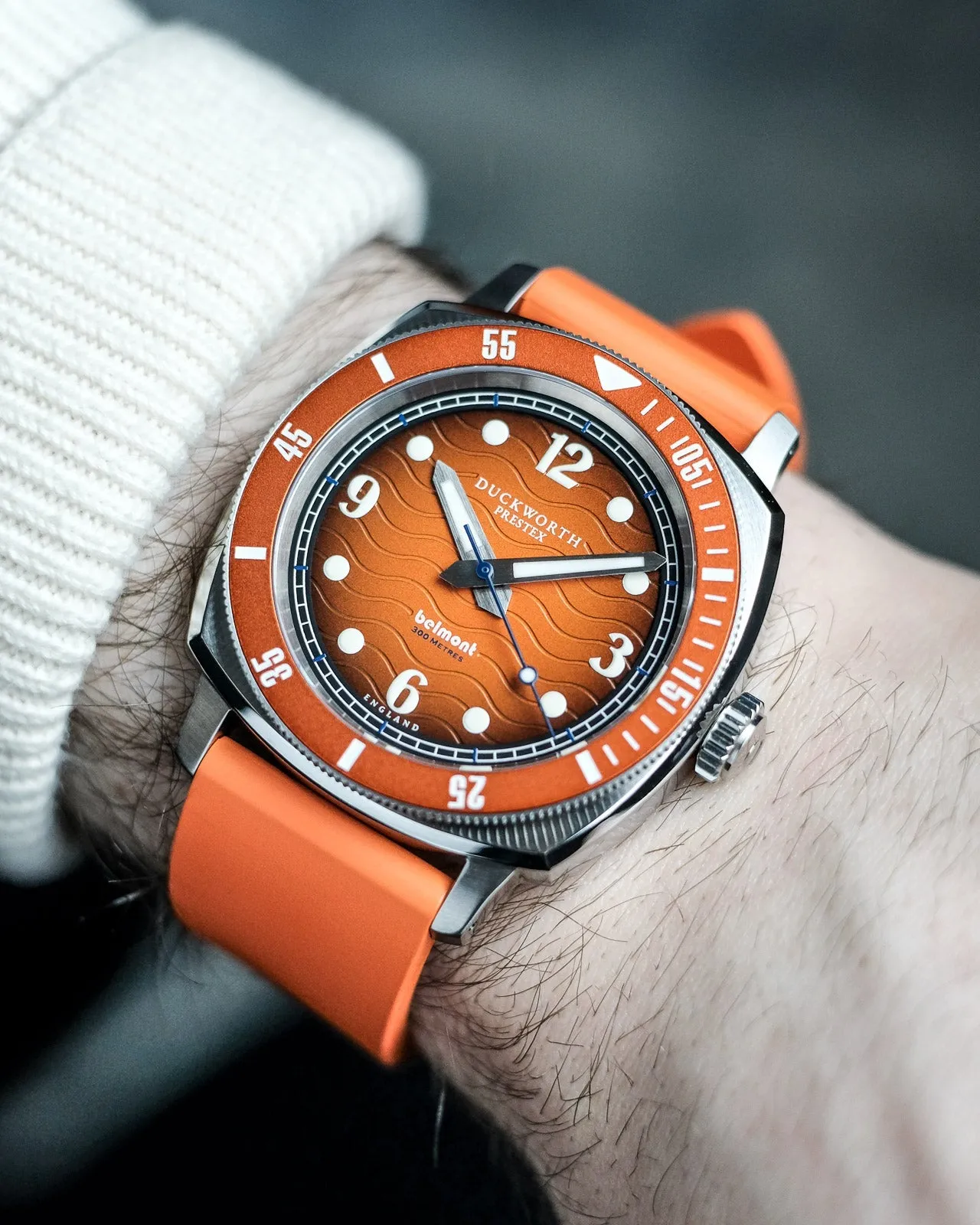 Duckworth Prestex Uhren Duckworth Prestex Belmont Taucheruhr Orange Orangefarbenes Gummiband