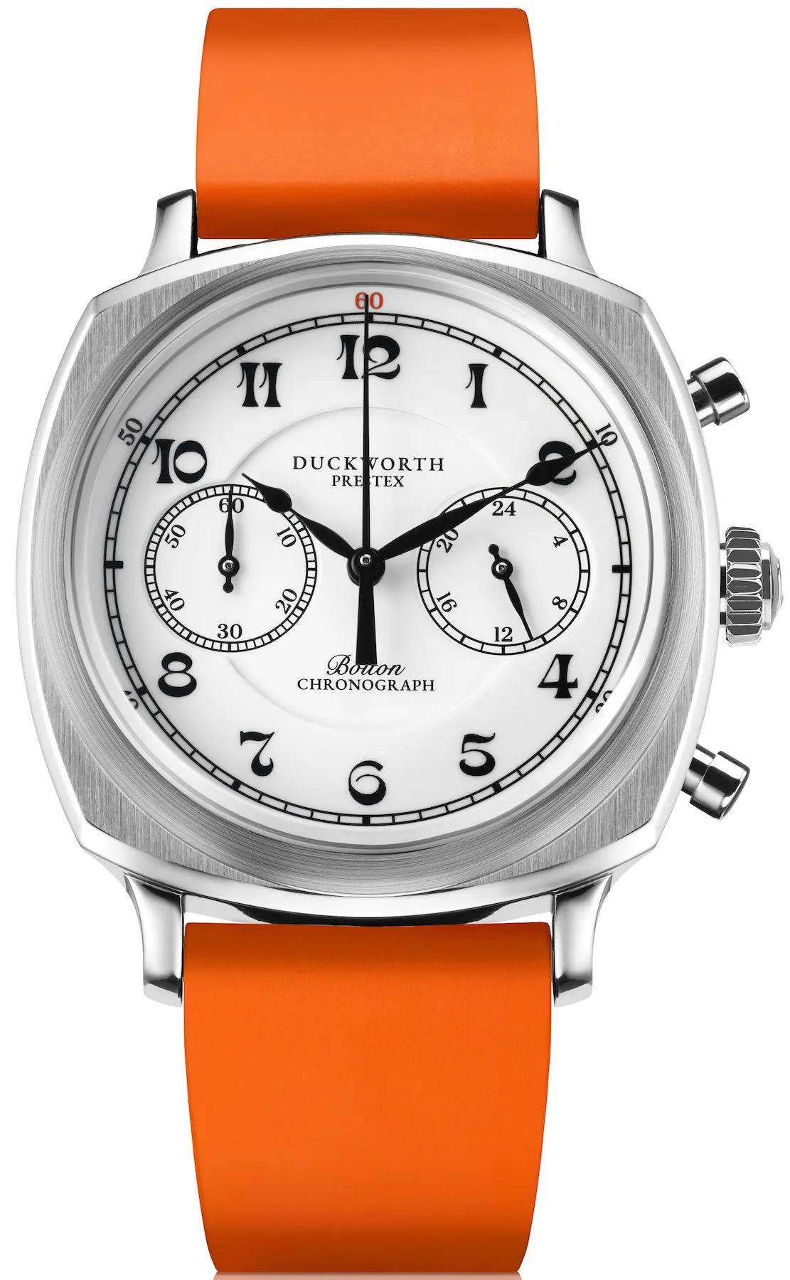 Duckworth Prestex Uhren Duckworth Prestex Bolton Chronograph Weiß Orange Gummiband Uhr