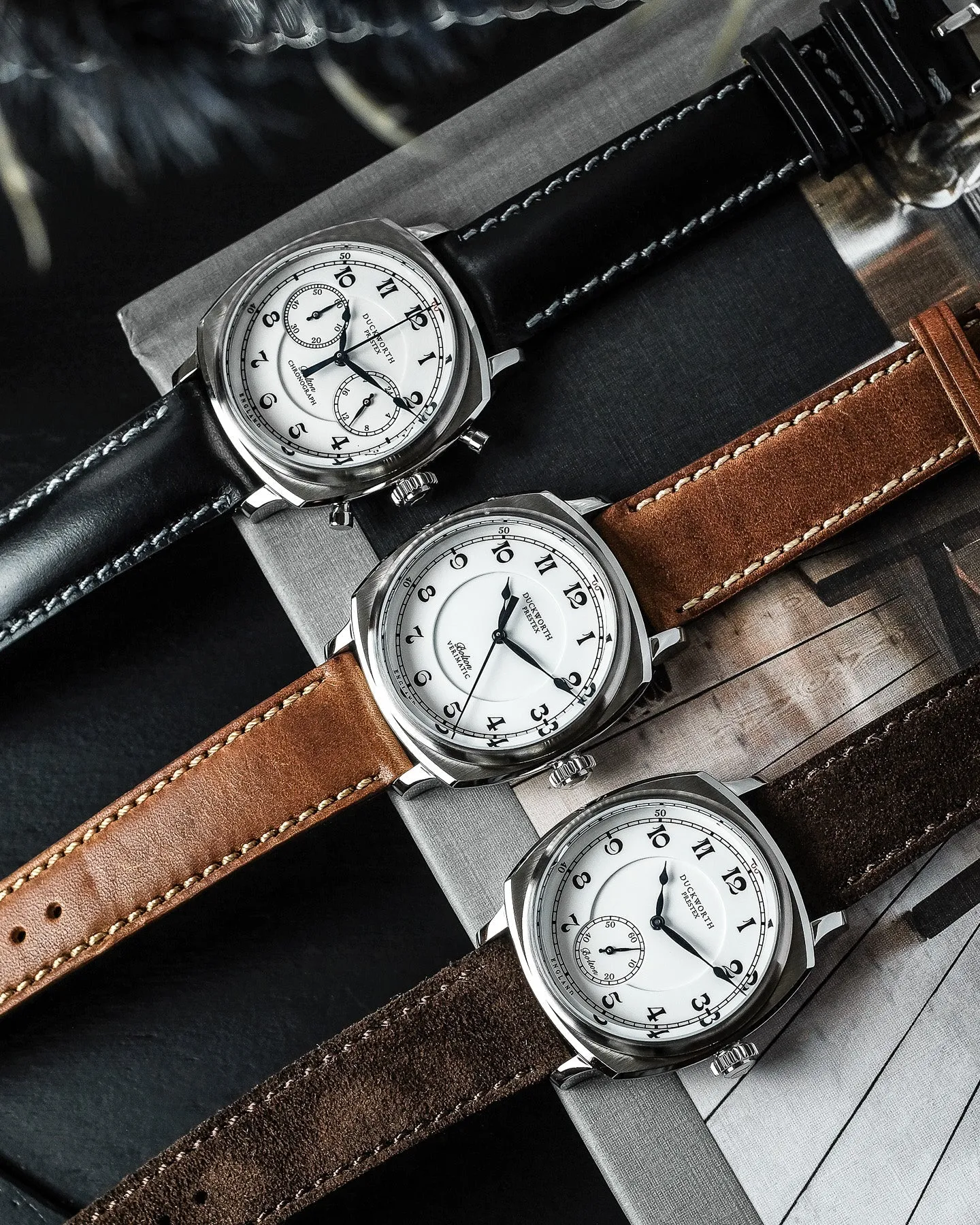 Duckworth Prestex Uhren Duckworth Prestex Bolton Kleine Sekunden Weiß Braun Leder Armbanduhr