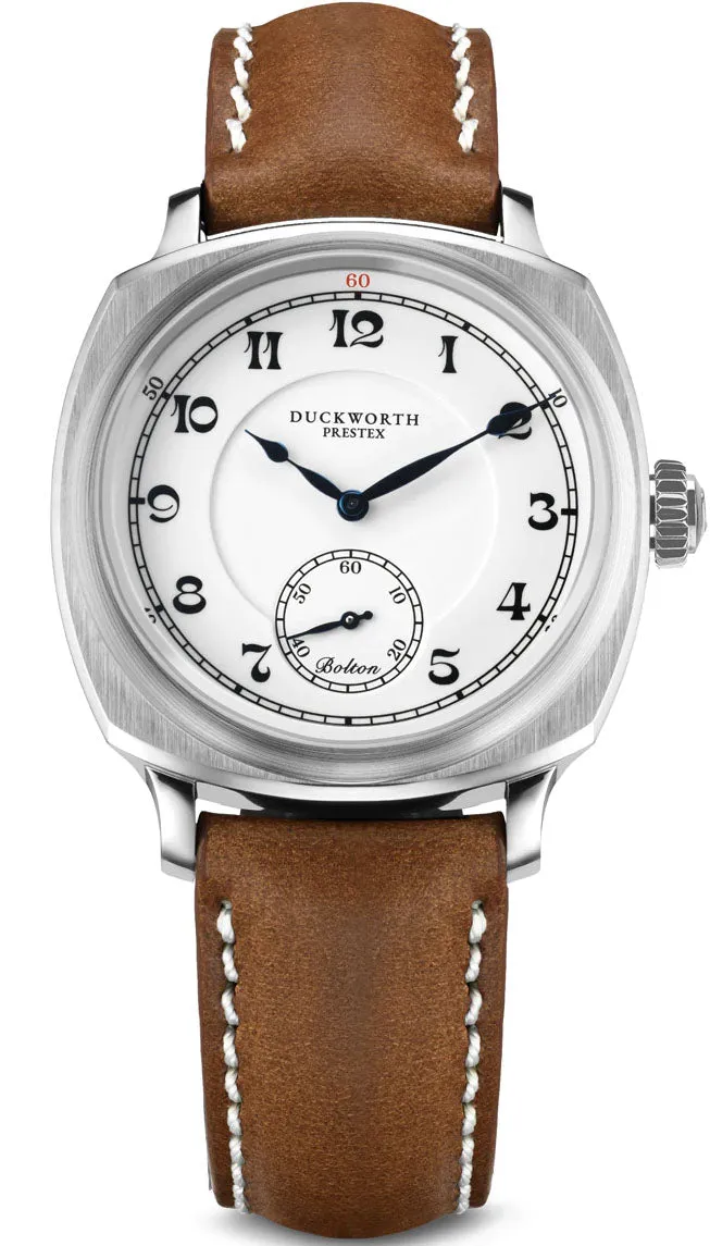 Duckworth Prestex Uhren Duckworth Prestex Bolton Kleine Sekunden Weiß Braun Leder Armbanduhr