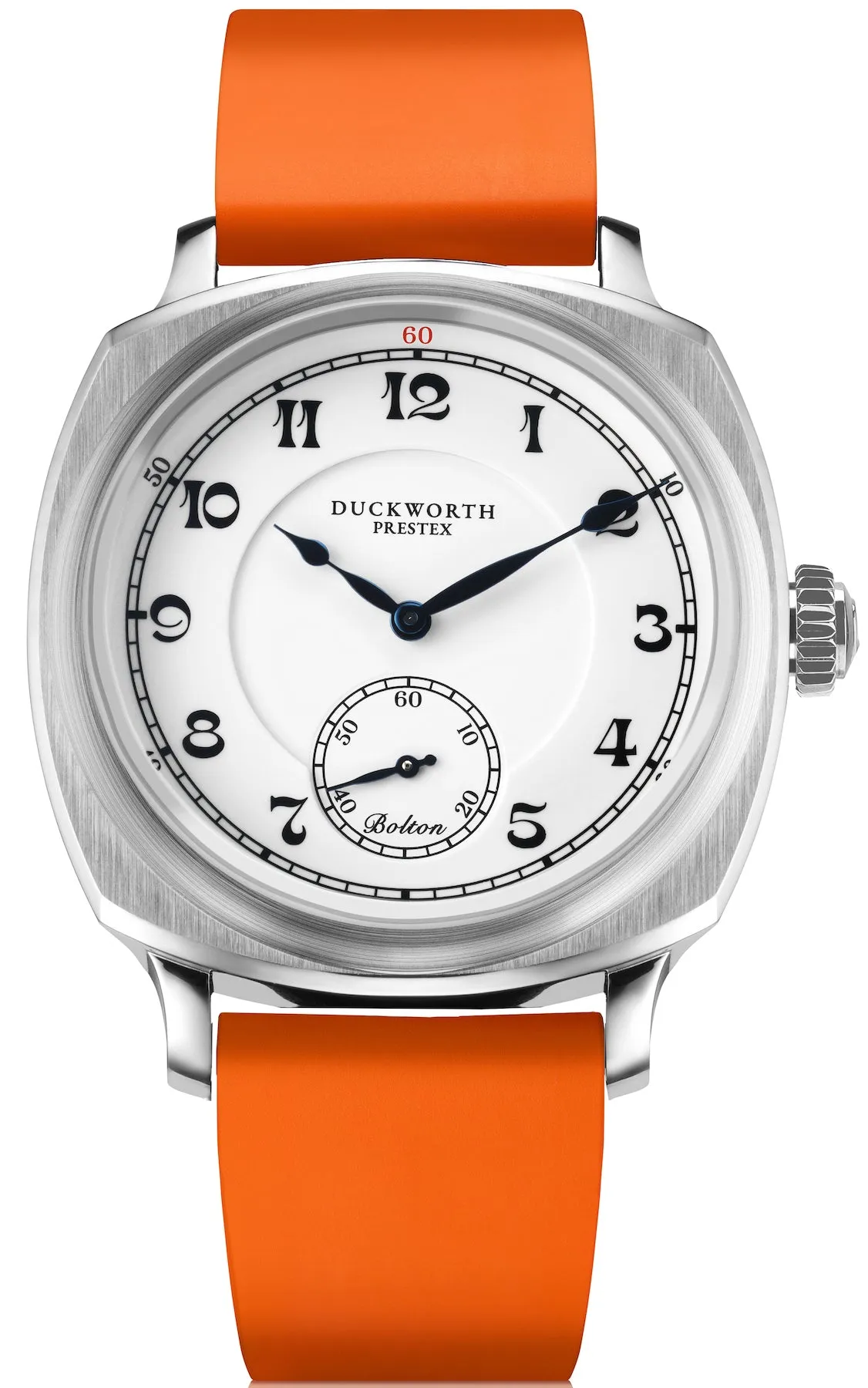 Duckworth Prestex Uhren Duckworth Prestex Bolton Kleine Sekunden Weiß Orange Gummiband Uhr