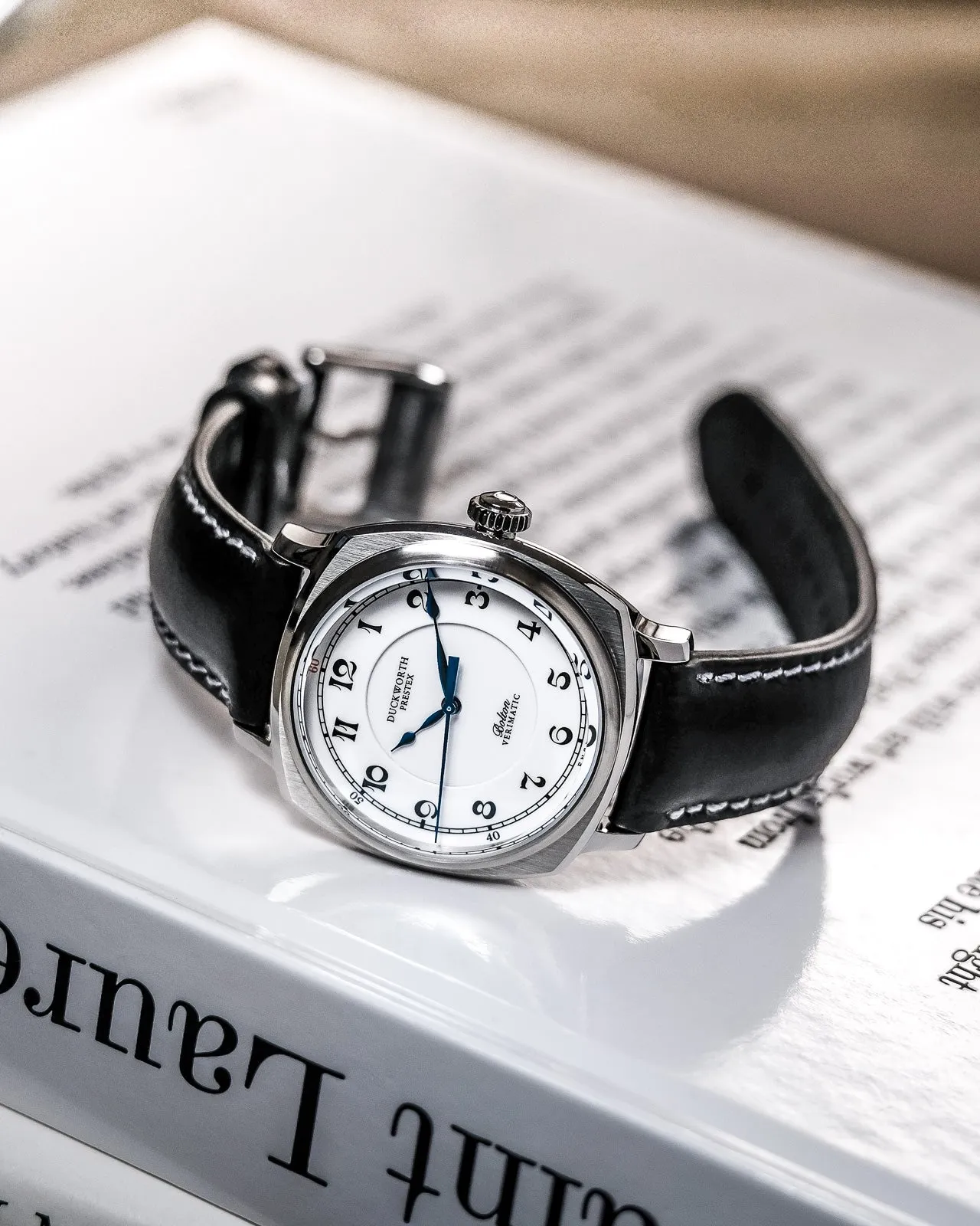 Duckworth Prestex Uhren Duckworth Prestex Bolton Verimatic Weiß Schwarz Leder Armbanduhr