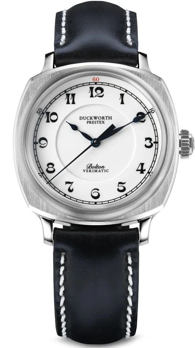 Duckworth Prestex Uhren Duckworth Prestex Bolton Verimatic Weiß Schwarz Leder Armbanduhr