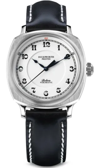 Duckworth Prestex Uhren Duckworth Prestex Bolton Verimatic Weiß Schwarz Leder Armbanduhr