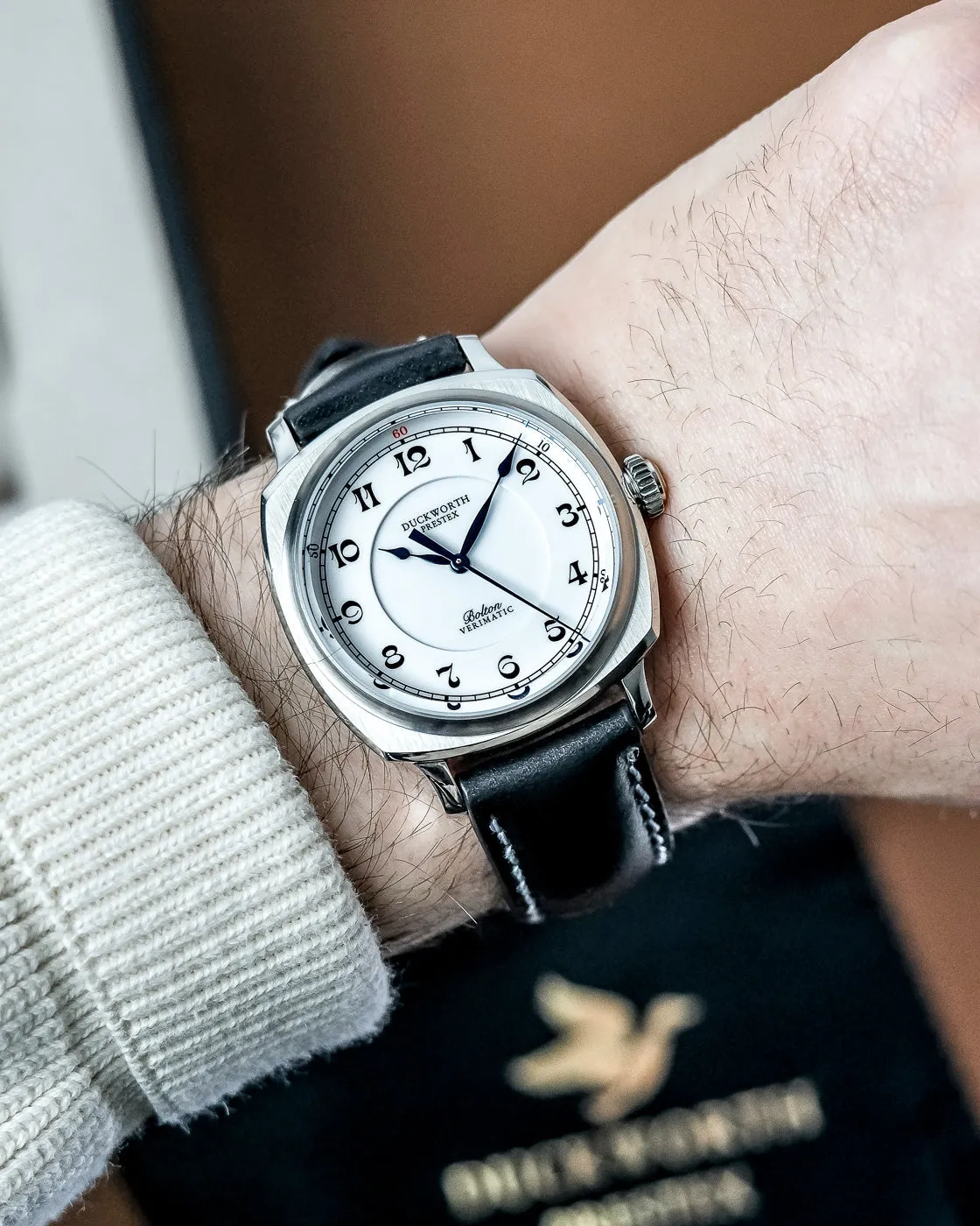 Duckworth Prestex Uhren Duckworth Prestex Bolton Verimatic Weiß Schwarz Leder Armbanduhr