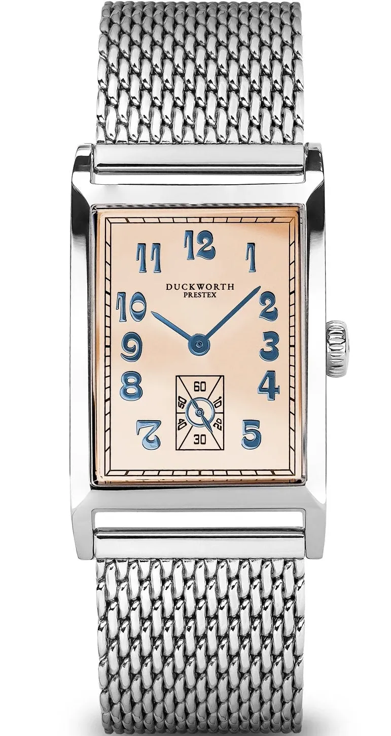 Duckworth Prestex Uhren Duckworth Prestex Centenary Lachsrosa Mesh-Armbanduhr