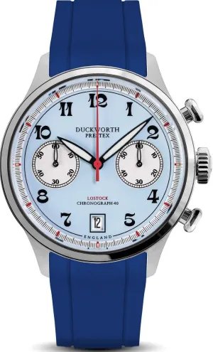 Duckworth Prestex Uhren Duckworth Prestex Lostock Blau 40mm Quarz-Chronograph Blaue Gummiruhr