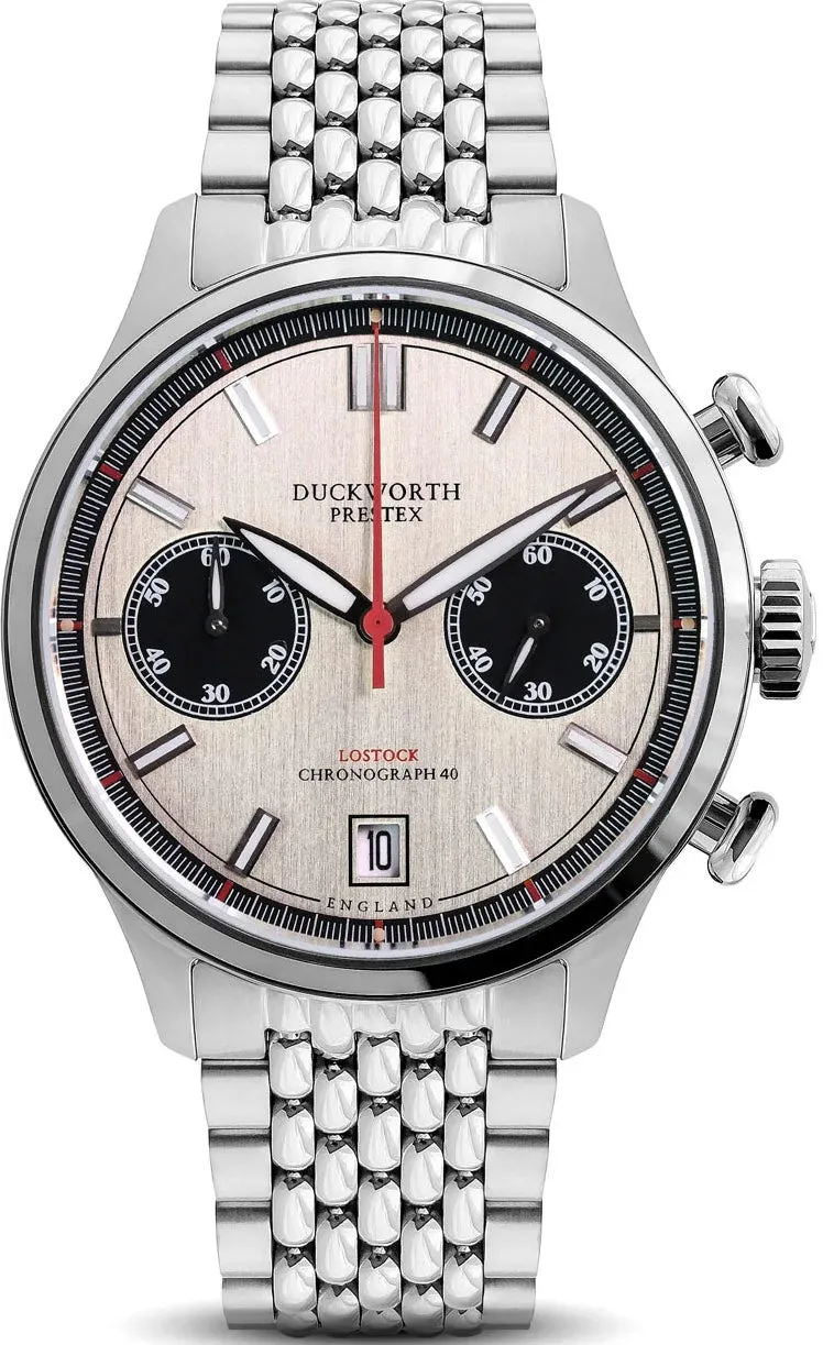 Duckworth Prestex Uhren Duckworth Prestex Lostock Silber 40mm Quarz Chronograph Armbanduhr