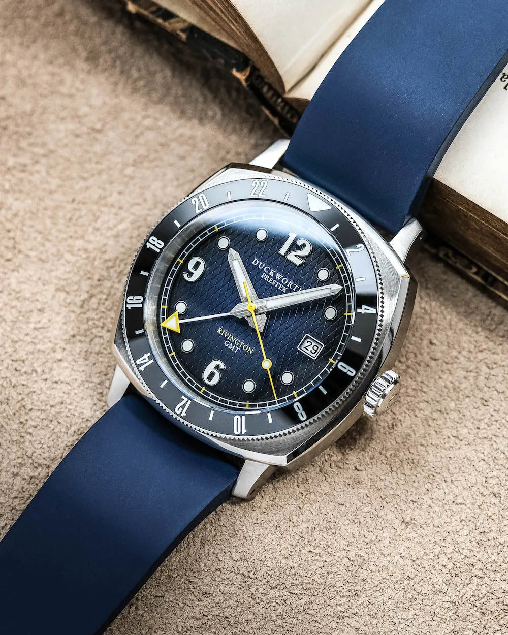 Duckworth Prestex Uhren Duckworth Prestex Rivington GMT Blau Rauchblau Gummiumbanduhr
