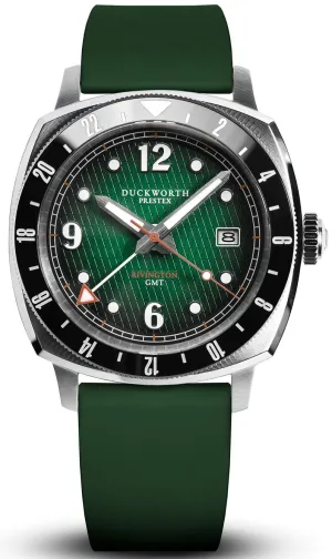 Duckworth Prestex Uhren Duckworth Prestex Rivington GMT Grün Rauchgrüne Gummiumbanduhr