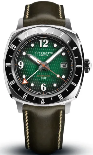 Duckworth Prestex Uhren Duckworth Prestex Rivington GMT Grün Rauch Olivengrün Lederuhr