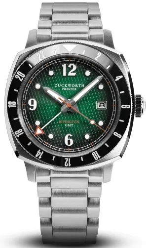 Duckworth Prestex Uhren Duckworth Prestex Rivington GMT Grün Rauchfarbenes Stahlarmbanduhr