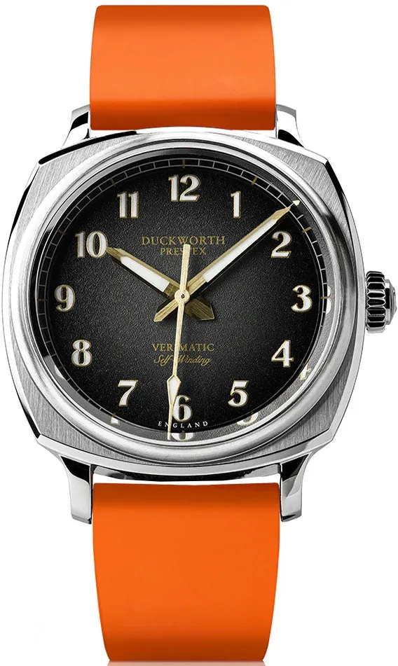 Duckworth Prestex Uhren Duckworth Prestex Verimatic Schwarz Rauchorange Gummiumbanduhr