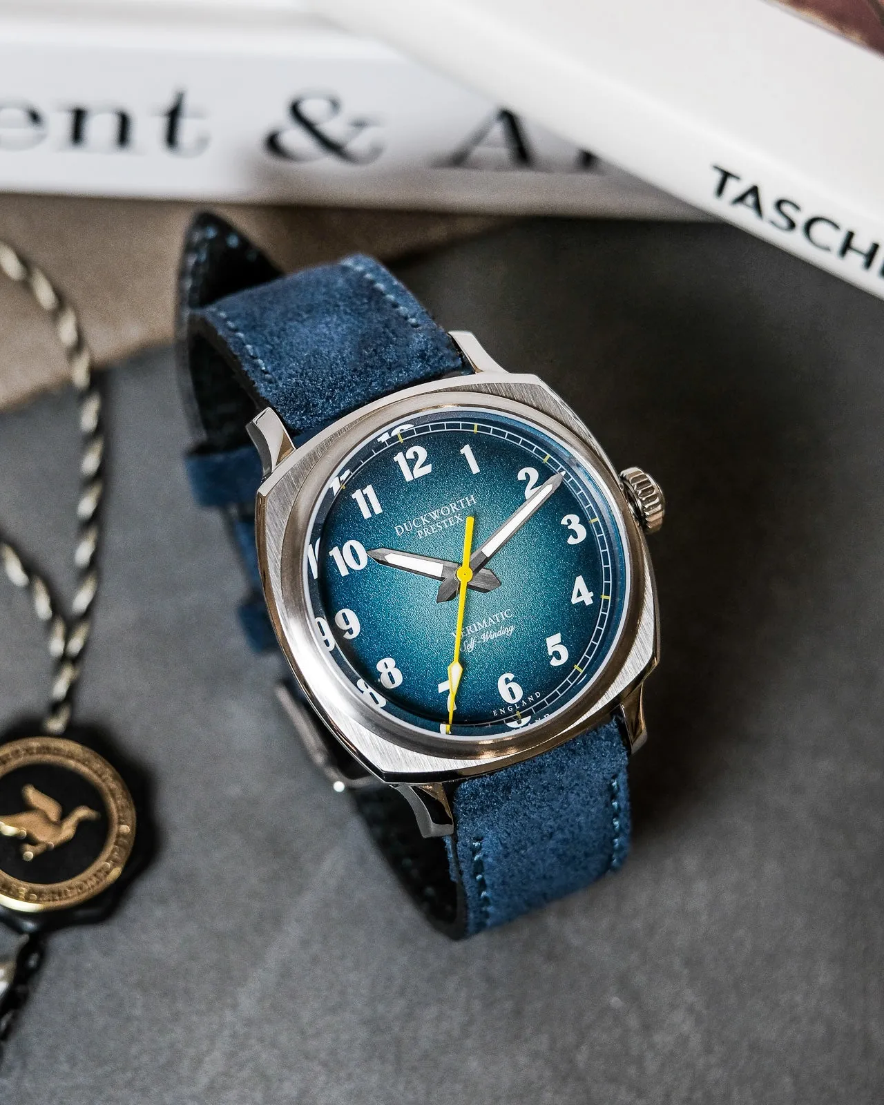 Duckworth Prestex Uhren Duckworth Prestex Verimatic Blauer Rauch Blauer Wildleder Armbanduhr