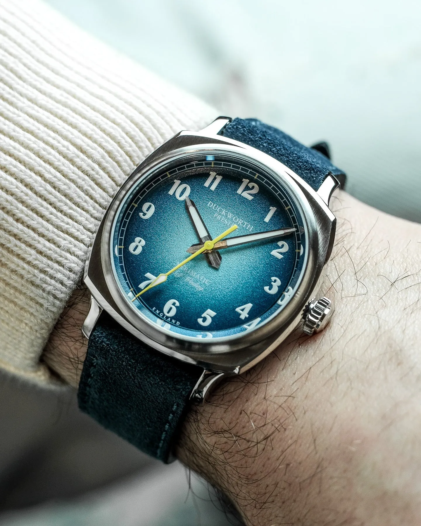 Duckworth Prestex Uhren Duckworth Prestex Verimatic Blauer Rauch Blauer Wildleder Armbanduhr