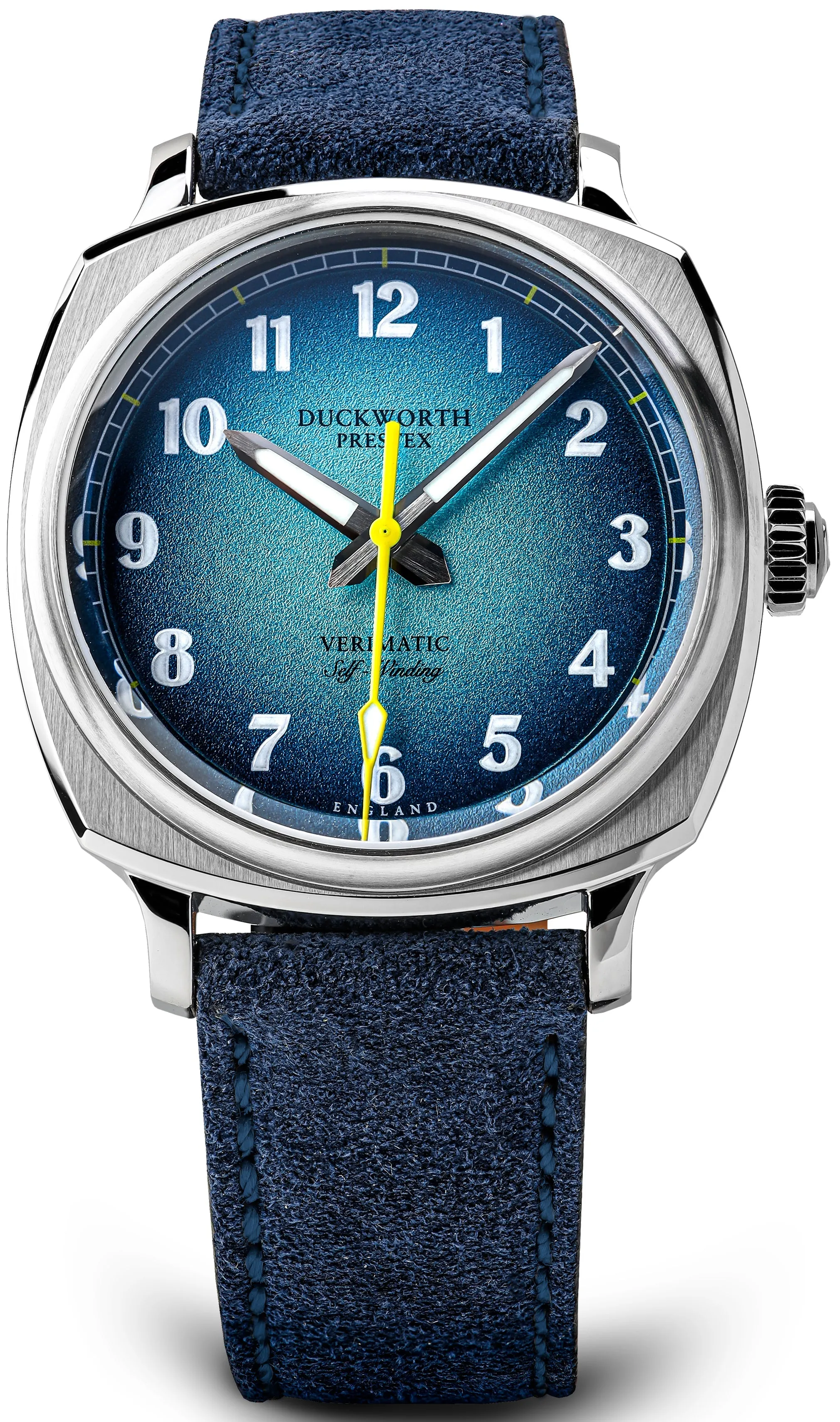 Duckworth Prestex Uhren Duckworth Prestex Verimatic Blauer Rauch Blauer Wildleder Armbanduhr