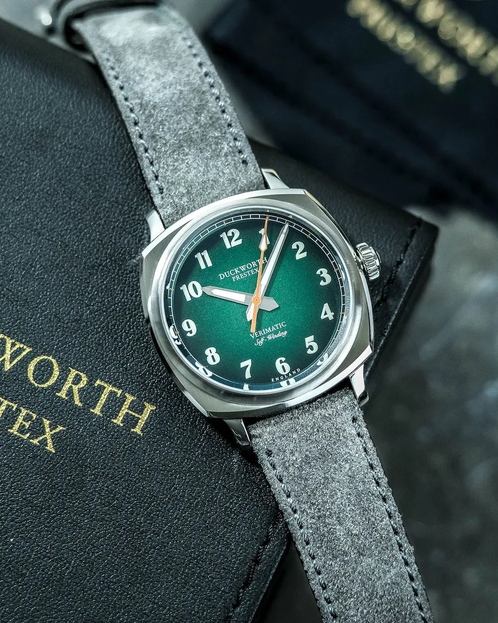 Duckworth Prestex Uhren Duckworth Prestex Verimatic Grün Rauchgrau Wildleder Armbanduhr
