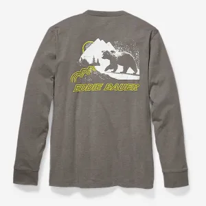 Eddie Bauer EB Langarm-Grafik-Shirt - Throwback Outfitter - Grau Meliert Eddie Bauer