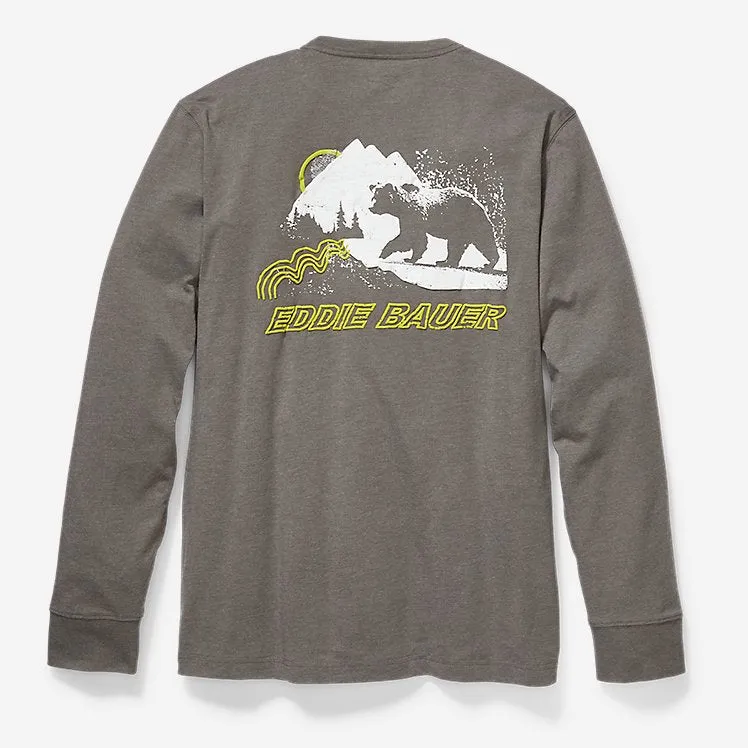 Eddie Bauer EB Langarm-Grafik-Shirt - Throwback Outfitter - Grau Meliert Eddie Bauer