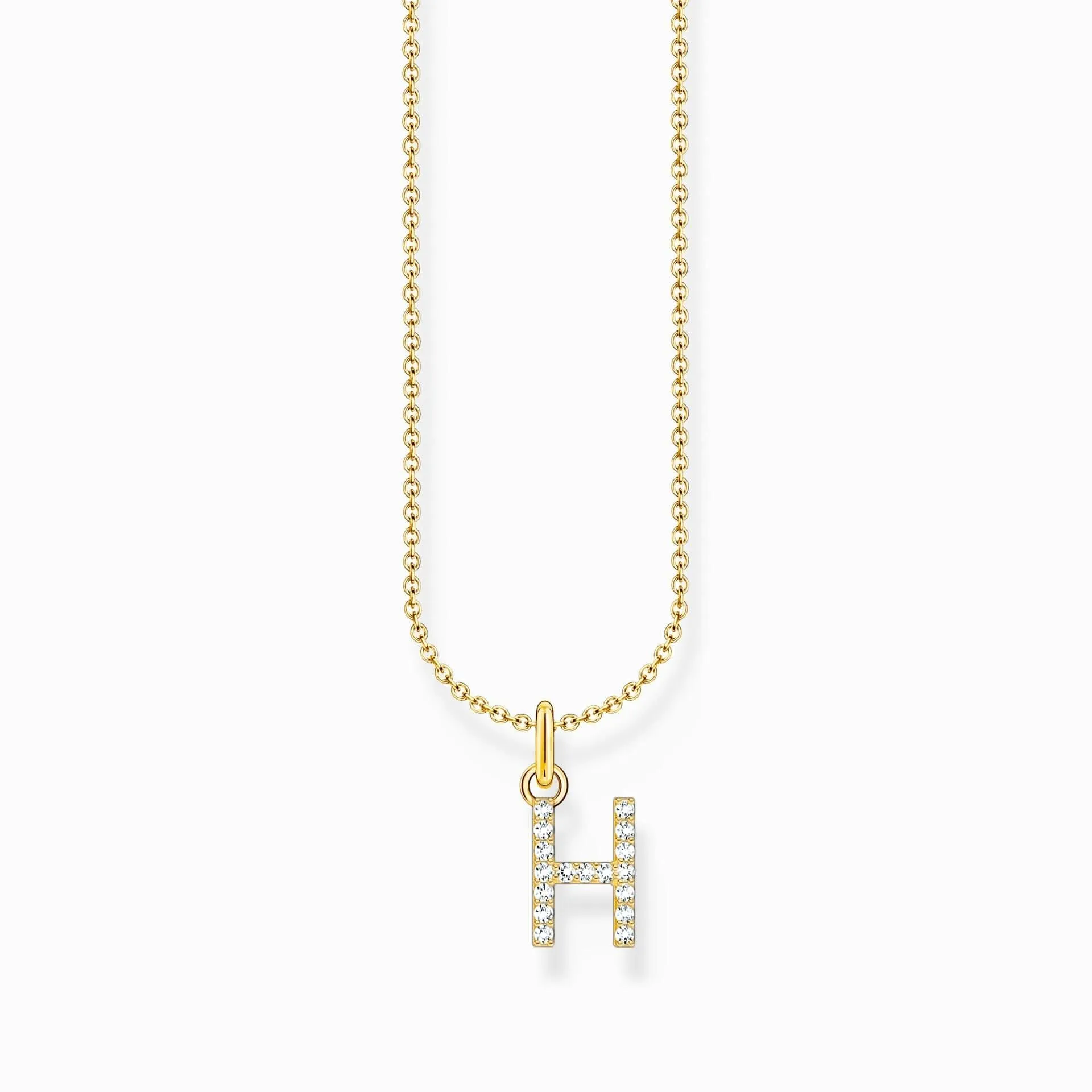 Essentials Vergoldete Halskette mit Zirkonia-Buchstabe H Anhänger KE2247-414-14-L45V Thomas Sabo Halsketten