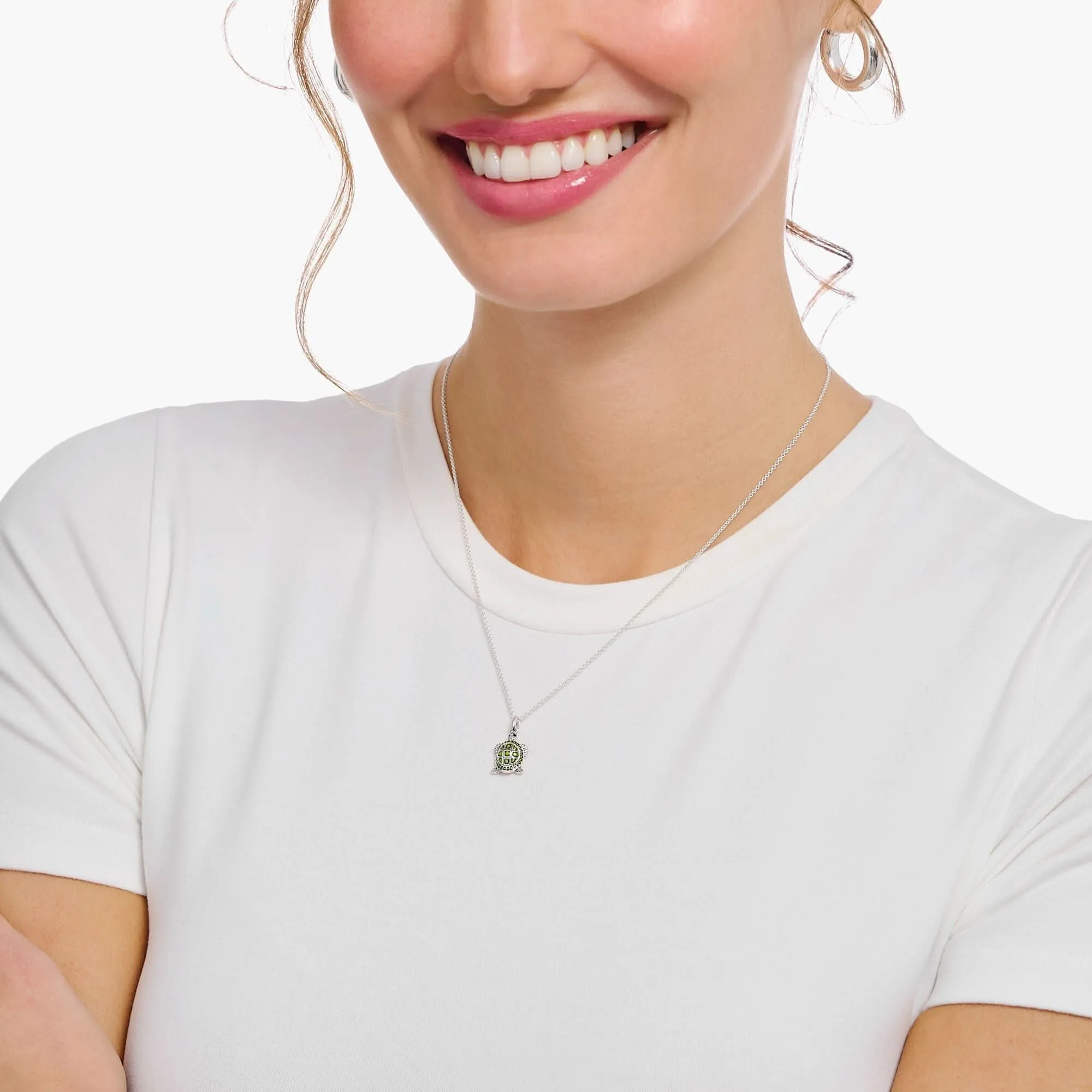 Essentials Sterling Silber Grün Emaille Schildkröte Halskette KE2216-007-6-L45V Thomas Sabo Halsketten