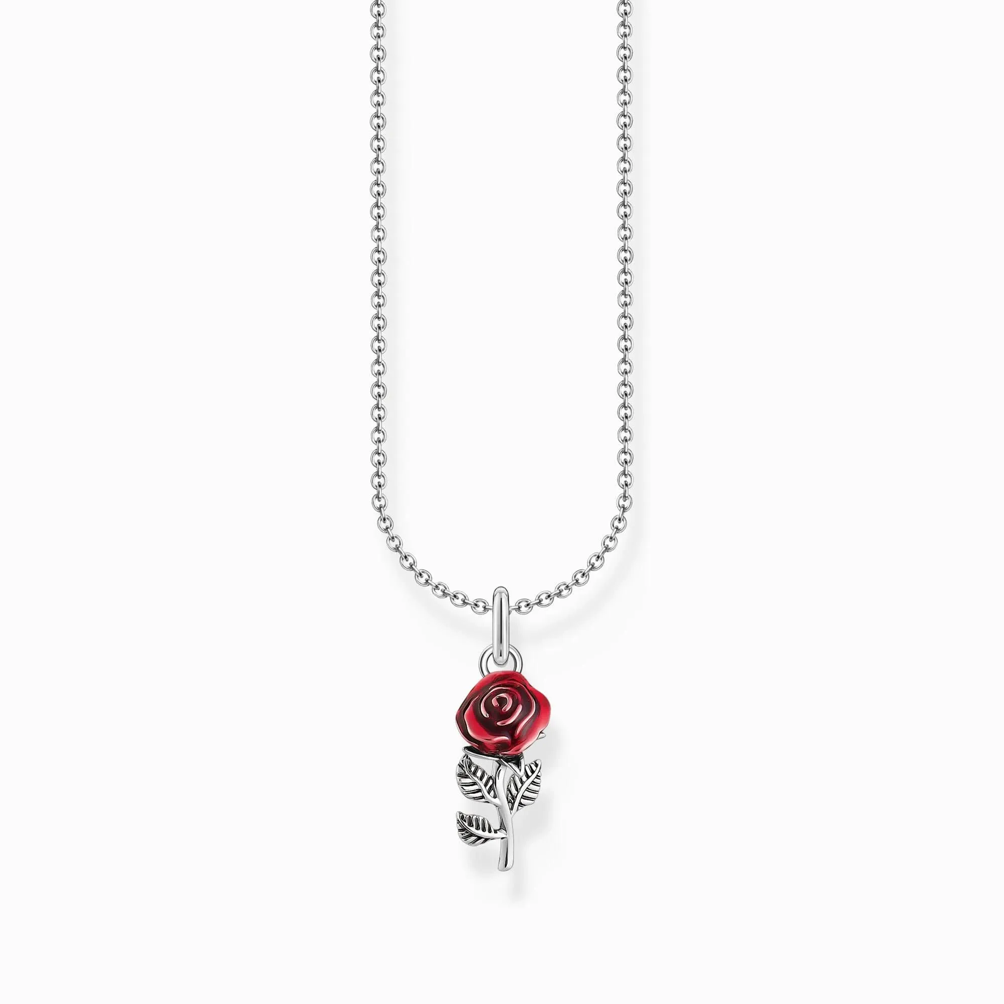Essentials Sterling Silber Rot Emaille Rose Halskette KE2219-664-10-L45V Thomas Sabo Halsketten