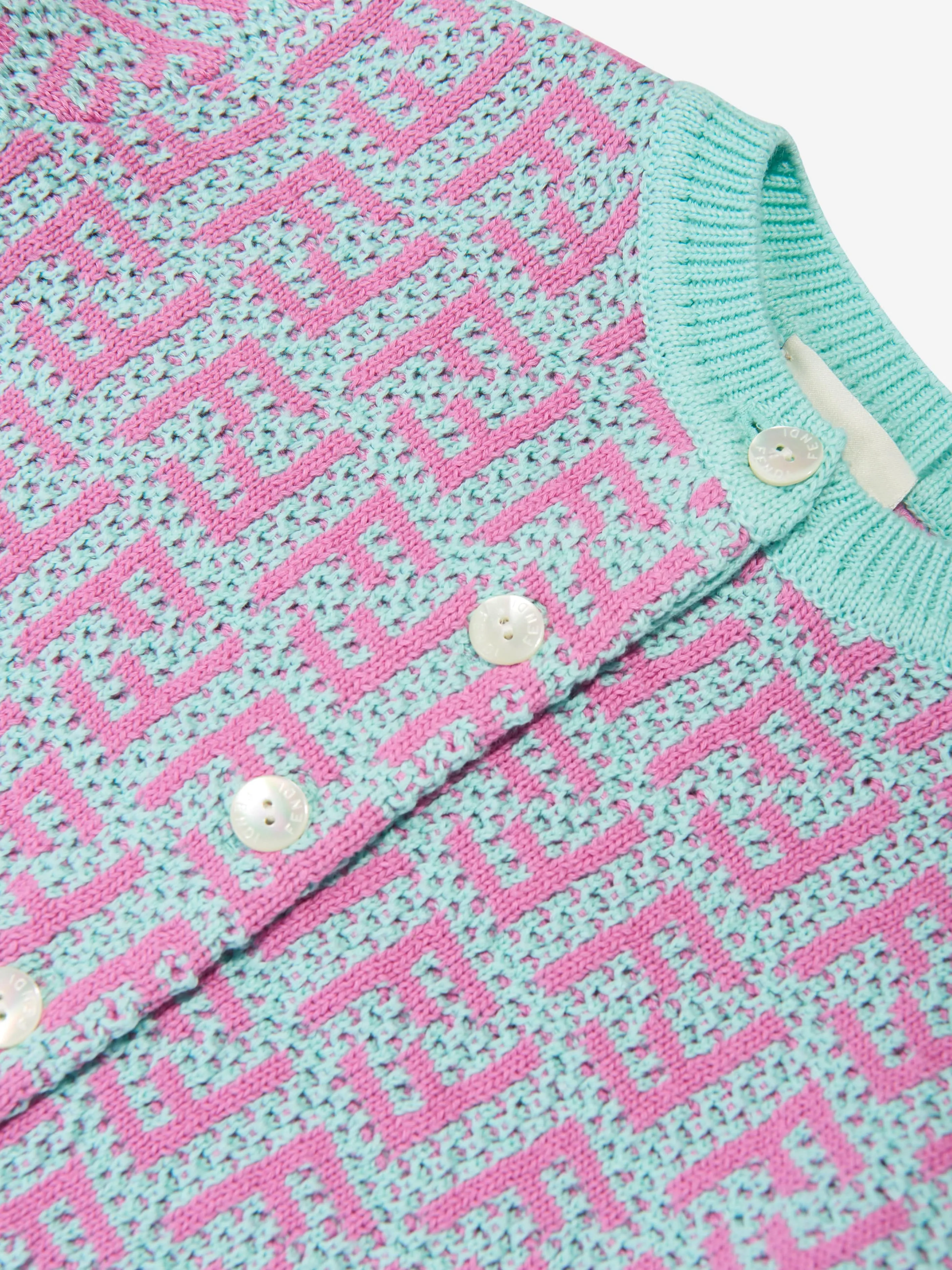 Fendi Girls Häkelgestricktes Cardigan in Mehrfarben