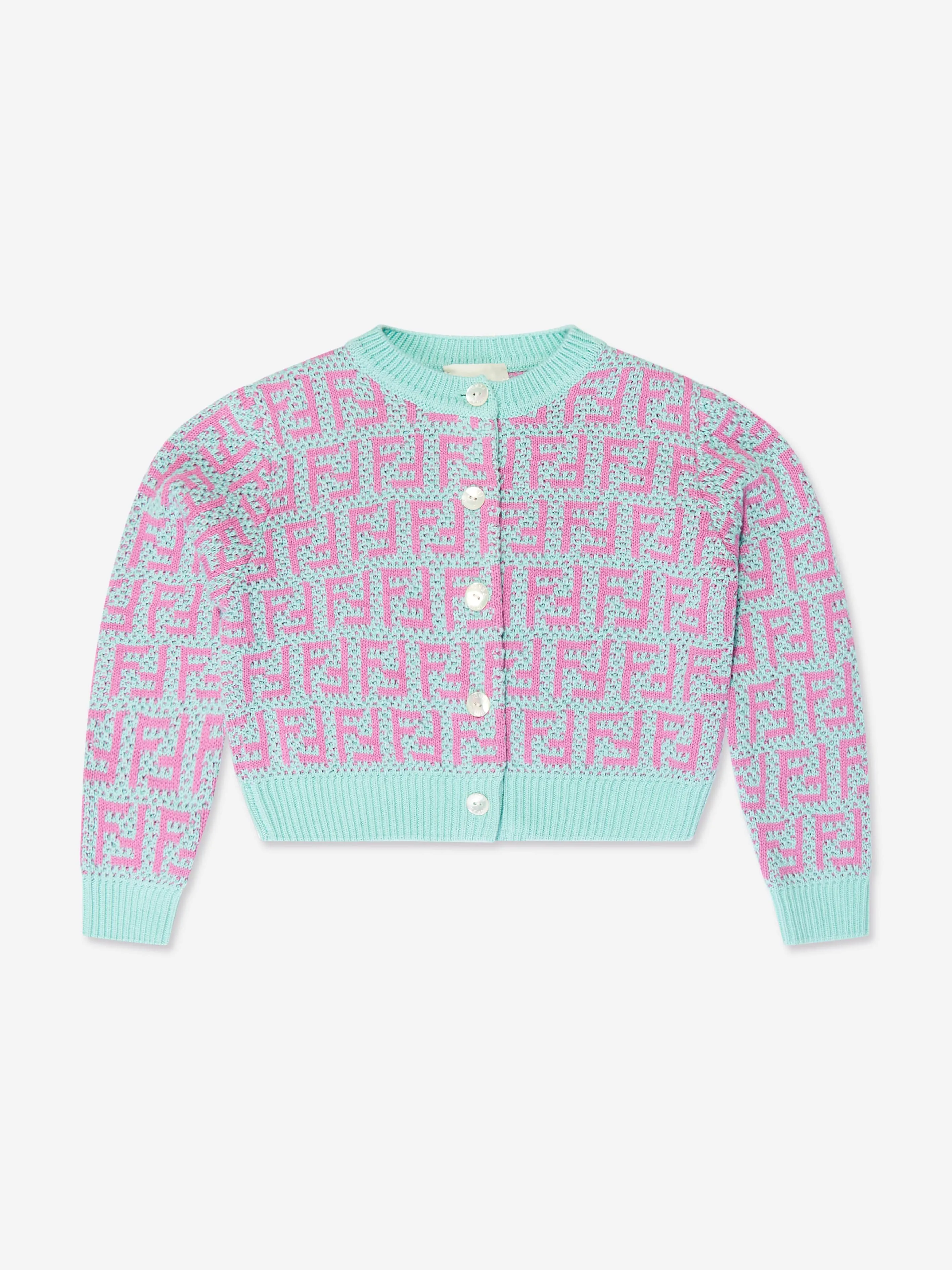 Fendi Girls Häkelgestricktes Cardigan in Mehrfarben