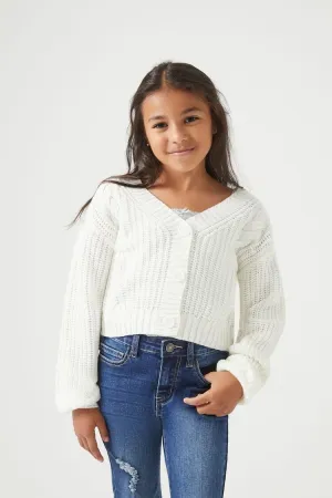 Forever 21 Mädchen Rippenstrick Cardigan Pullover (Kinder) Weiß Forever 21