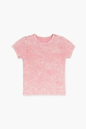 Forever 21 Mädchen Rippen-Mineralwäsche T-Shirt (Kinder) Rosa/Mehrfarbig Forever 21
