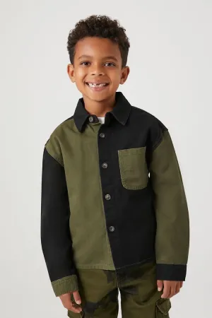 Forever 21 Kids Colorblock Shacket (Mädchen   Jungen) Schwarz/Olive Forever 21