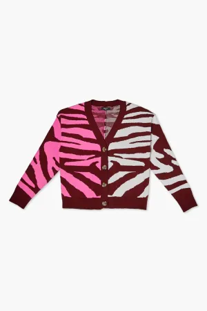 Forever 21 Strickmädchen Farbblock Zebra Cardigan (Kinder) Rosa/Mehrfarbig Forever 21