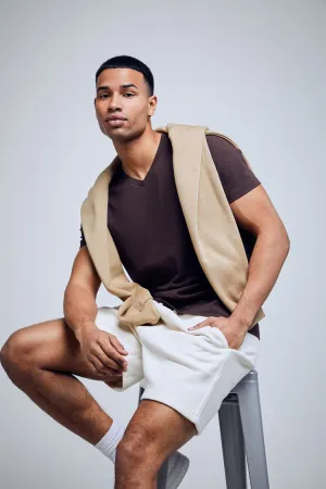 Forever 21 Herren-Fleece-Shorts mit Kordelzug in Creme von Forever 21