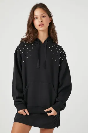 Forever 21 Damen Steppkapuzenpullover mit Nieten in Grau/Mehrfarbig Forever 21
