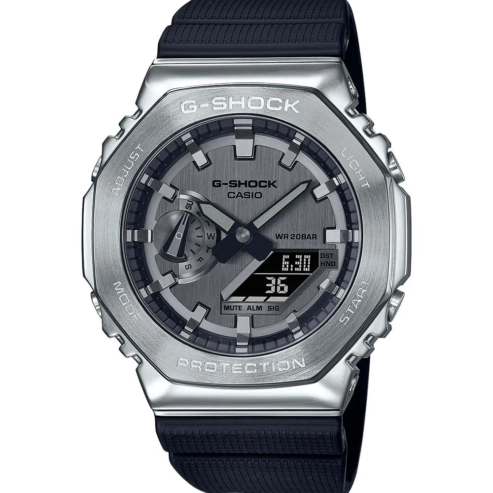 G-Shock Herrenuhren G-Shock GM2100-1A Metallgehäuse Silber 'CasiOak'