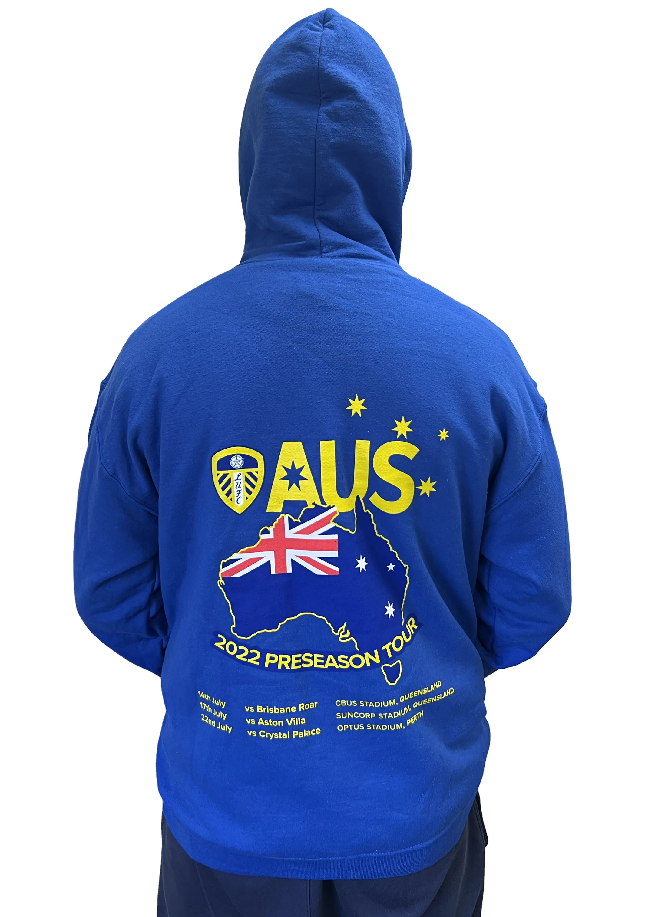 Gildan Erwachsenen Leeds Supporter Hoodie Blau <BR> LEE124AB