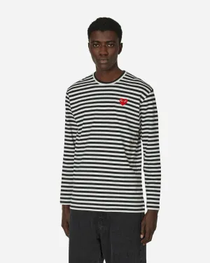 Herz-Gestreiftes Langarmshirt Schwarz