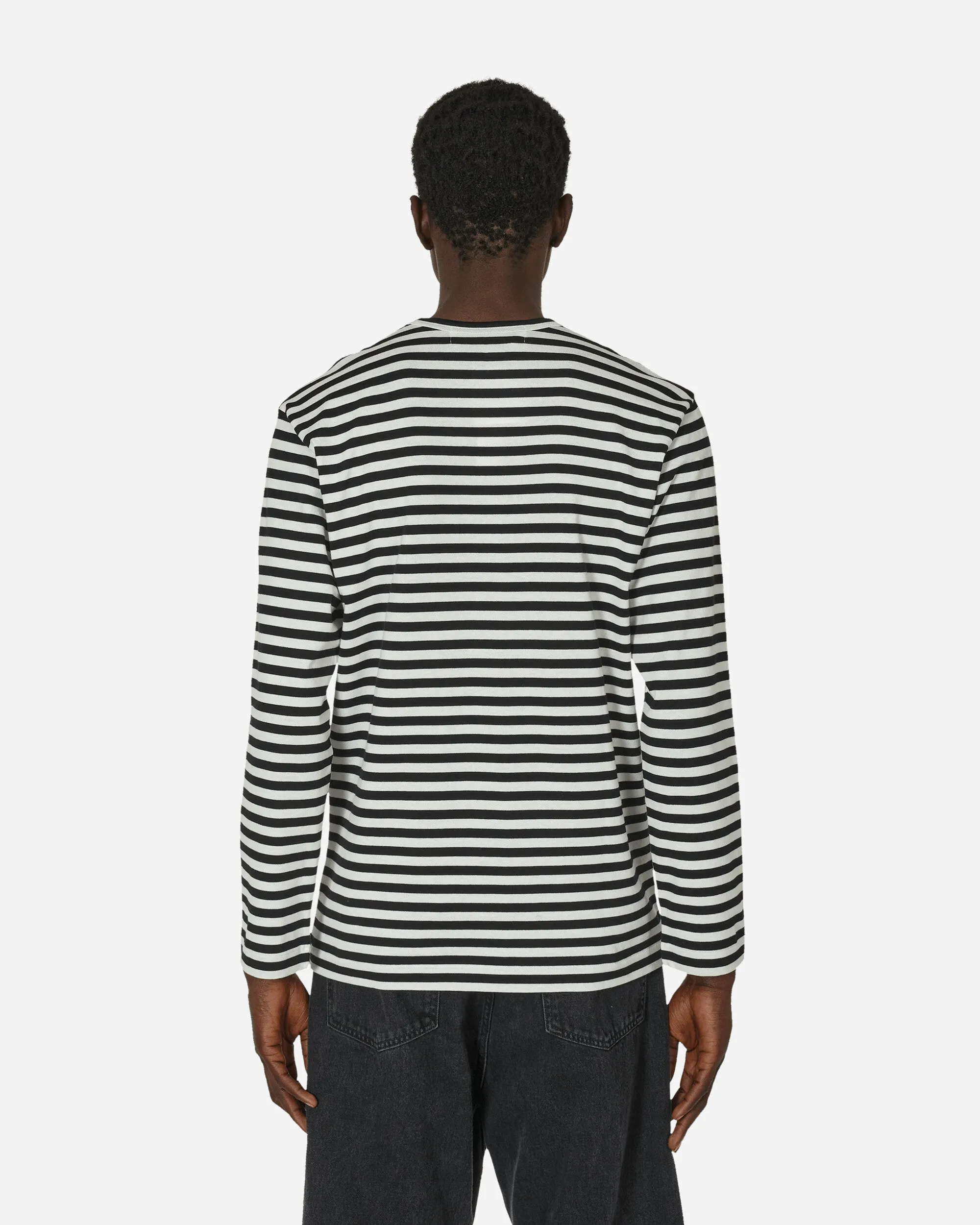 Herz-Gestreiftes Langarmshirt Schwarz