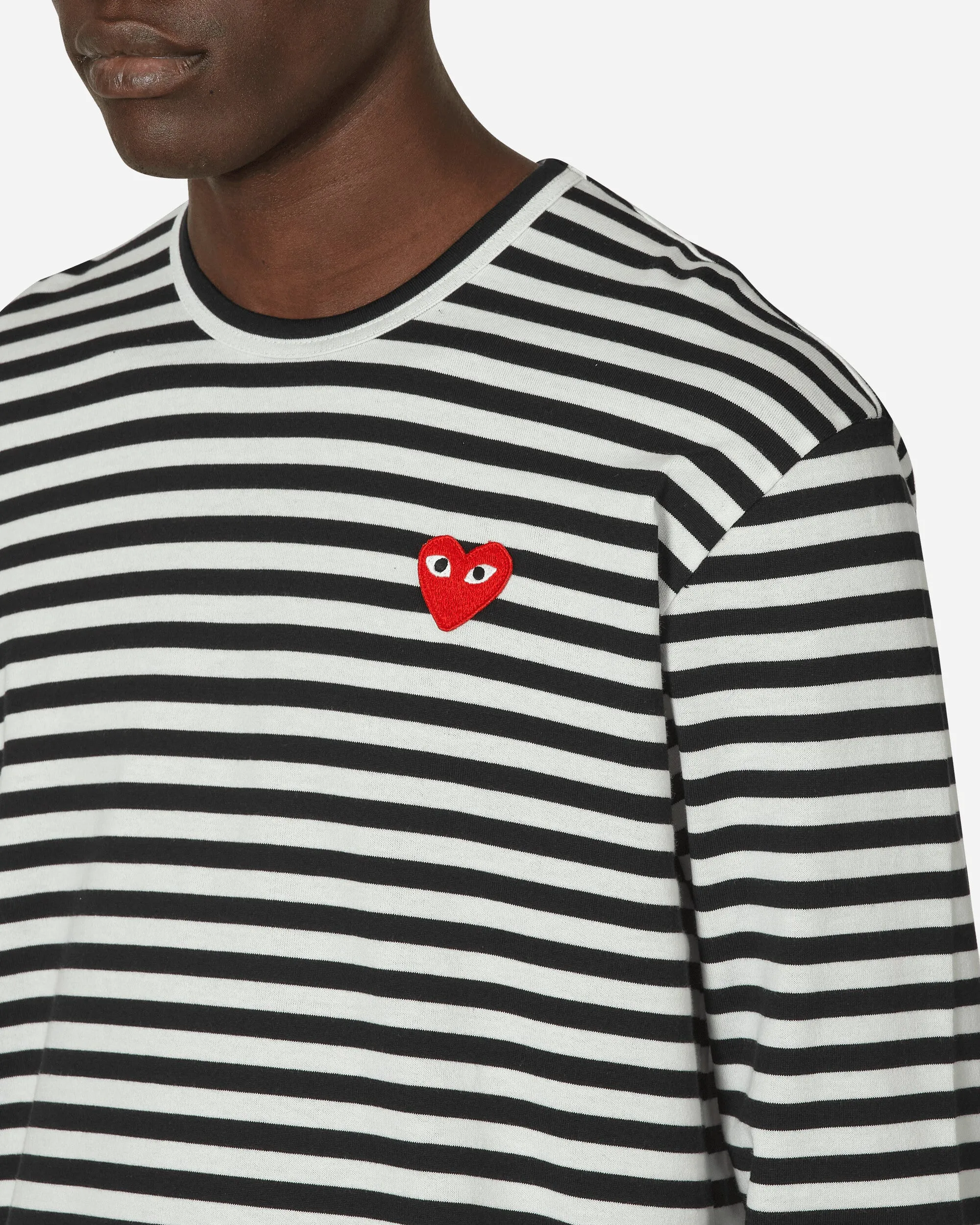 Herz-Gestreiftes Langarmshirt Schwarz