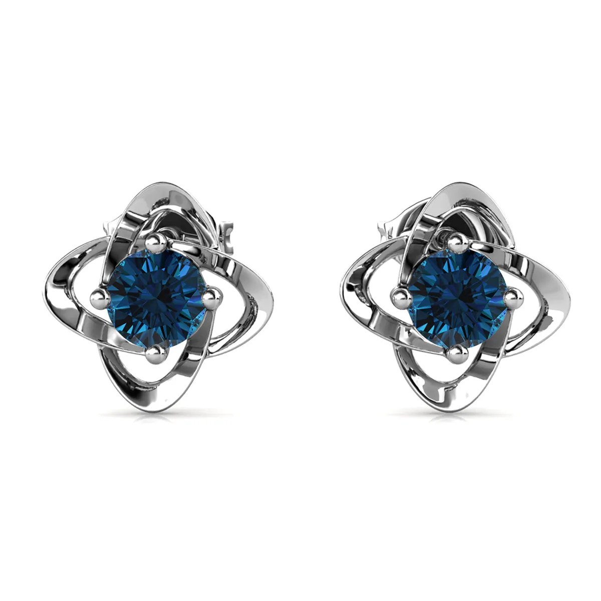 Infinity Dezember Geburtsstein Ohrringe aus Blauem Topas 18k Weißgold beschichtetes Silber Geburtsstein Ohrringe mit Swarovski Kristall